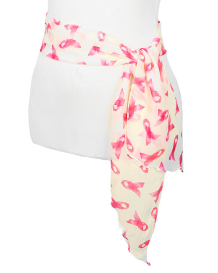 Pink Ribbon Georgette Print Scarf Belt