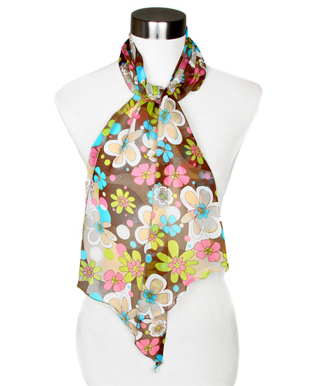 Floral Georgette Print Scarf Belt