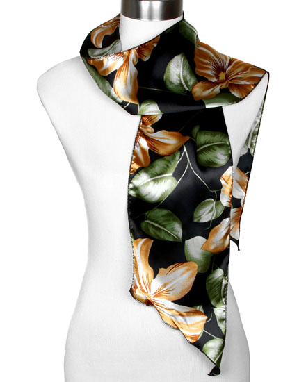 Floral Print Satin Scarf Belt