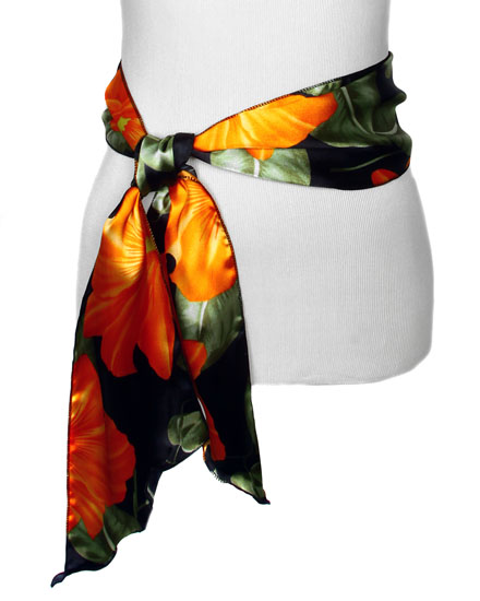 Floral Print Satin Scarf Belt