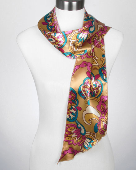Abstract Floral Print Satin Scarf Belt