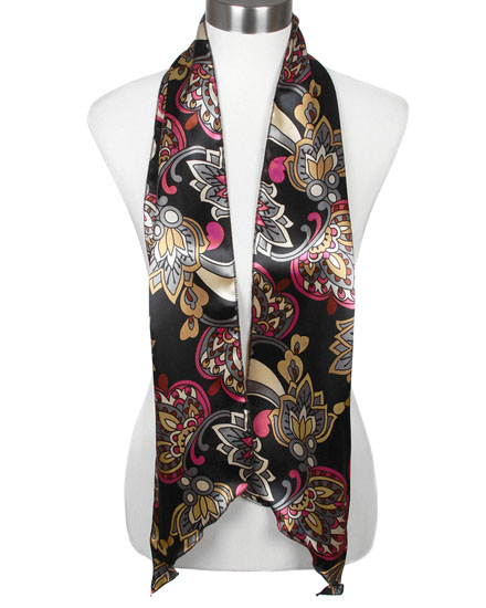 Abstract Floral Print Satin Scarf Belt