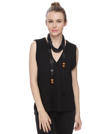 Striped Sash with Wood Ball Tassels