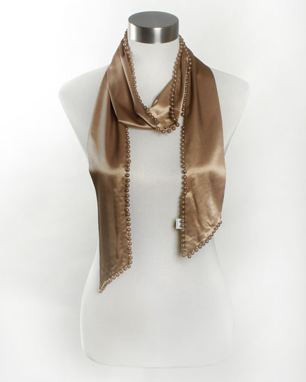 Double-Sided Satin Sash with Pearls