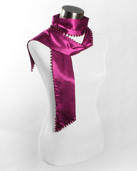 Double-Sided Satin Sash with Pearls