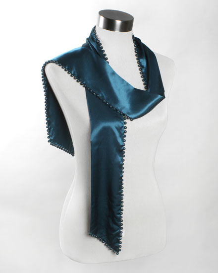 Double-Sided Satin Sash with Pearls
