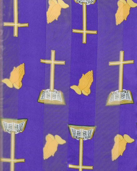 13X60 SATIN STRIPE: Cross & Prayer Hands