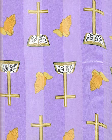 13X60 SATIN STRIPE: Cross & Prayer Hands
