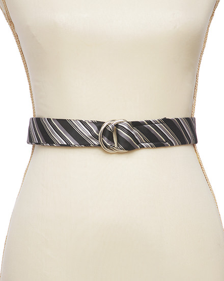 Bias Stripe Woven Tie Belt