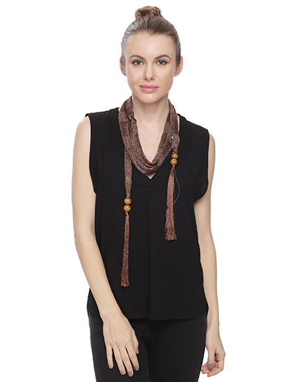 Striped Sash with Wood Ball Tassels