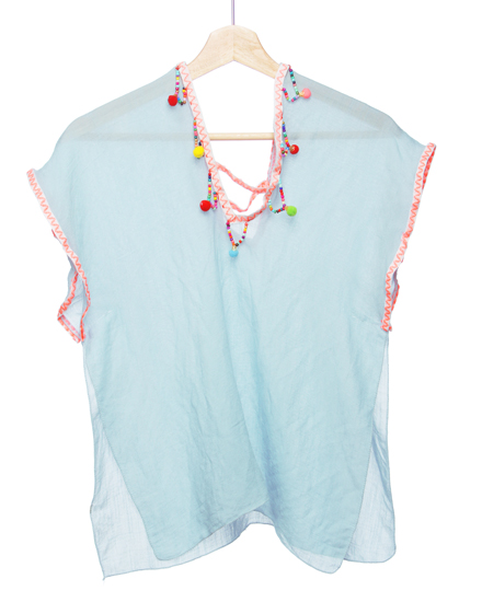 Kids Handmade Cover Up W/Beading Pompoms