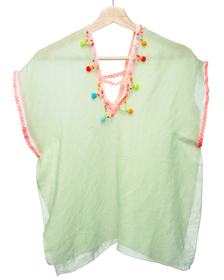 Kids Handmade Cover Up W/Beading Pompoms
