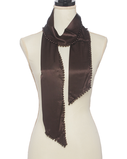 Double-Sided Satin Sash with Pearls