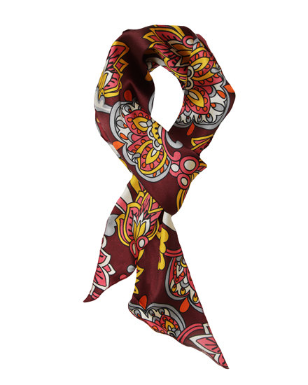 Abstract Floral Print Satin Scarf Belt