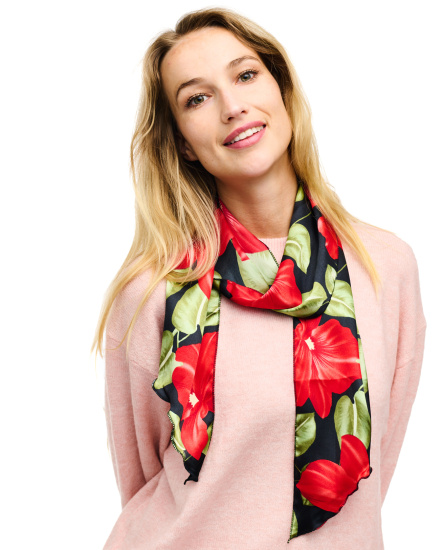 Floral Print Satin Scarf Belt