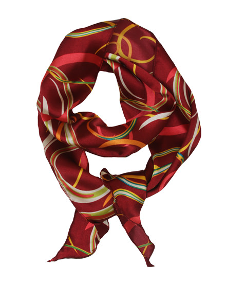 Swirly Ribbon Print Satin Scarf Belt