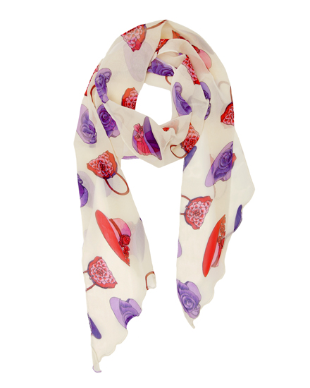 Red Hat Georgette Print Scarf Belt