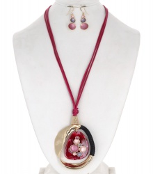 Statement Cord Long Necklace & Earring Set