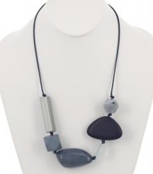 Cord Stone Wood Long Necklace