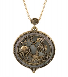 Sea Life Magnifying Glass Metal Pendant Long Necklace