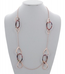 Cellulose Acetate Metal Long Necklace