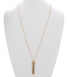 Cross Bar Message Charm Long Necklace