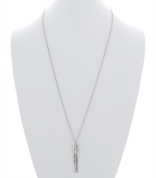Cross Fish Bar Message Charm Long Necklace