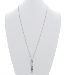Feather Bar Message Charm Long Necklace