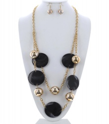 Acetate Round Long Necklace & Earring Set