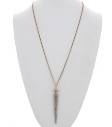 Metal Stone Pendant Long Necklace
