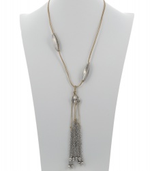 Cord Metal Tassel Long Necklace