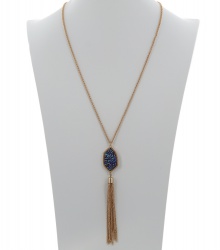 Druzy Stone Tassel Long Necklace