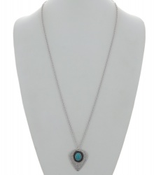 Hammered Metal Pendant Long Necklace