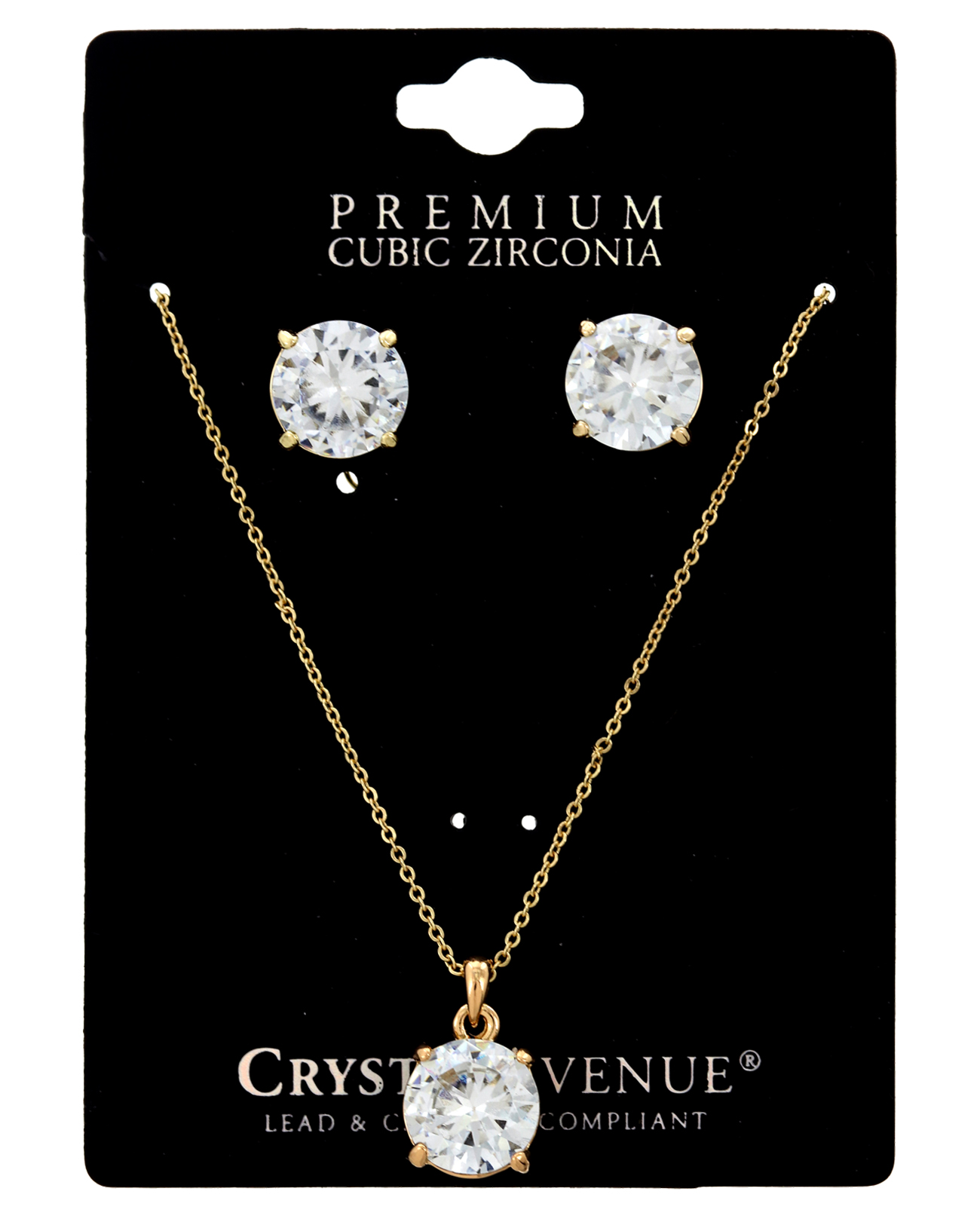 Round Cubic Zirconia Necklace & Earring Set
