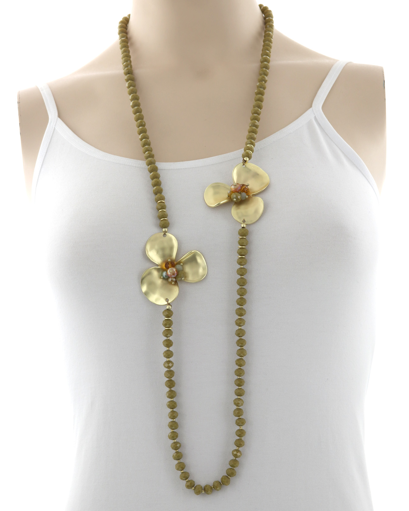 Flower Glass Long Necklace