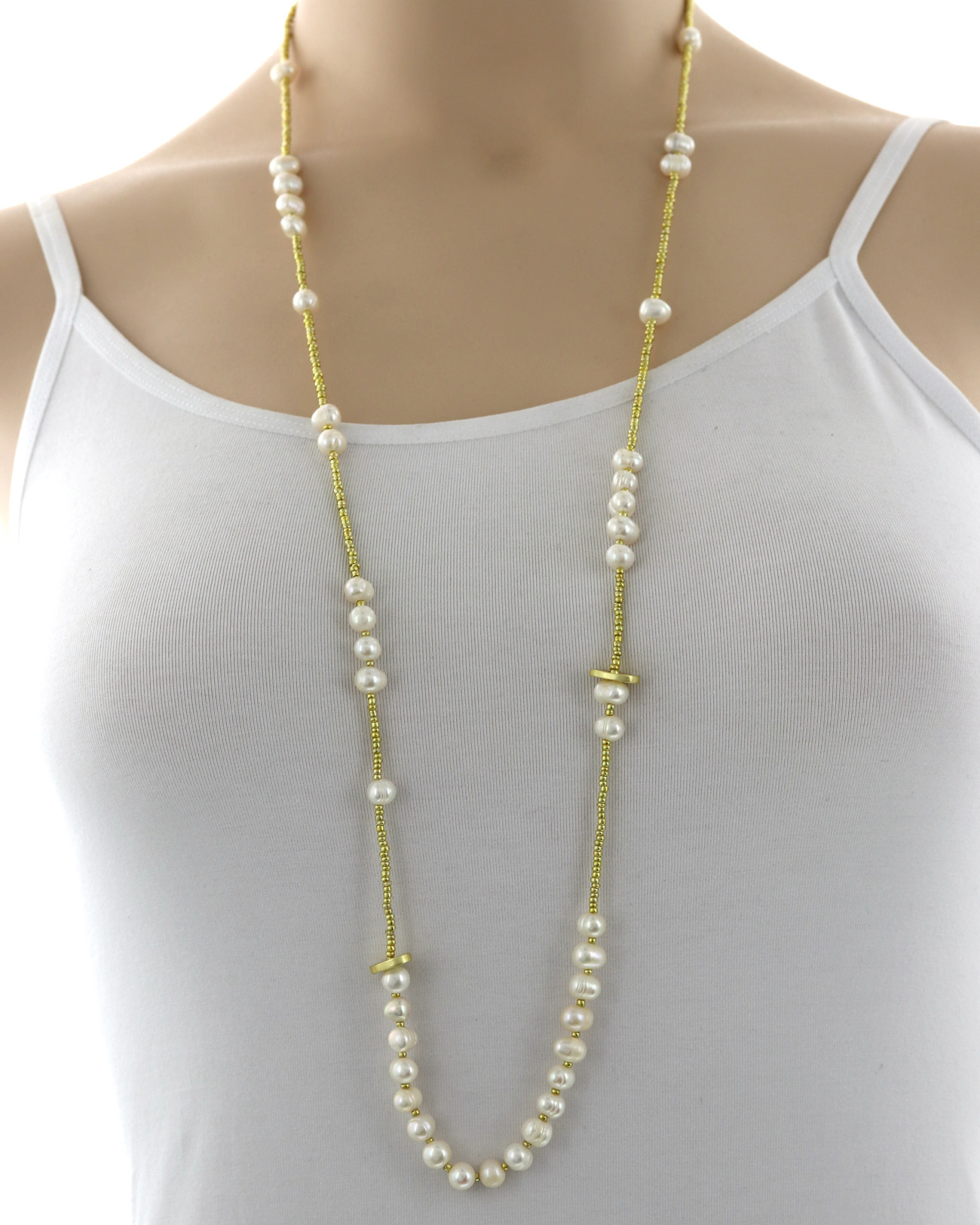 Pearl Seed Beads Long Necklace