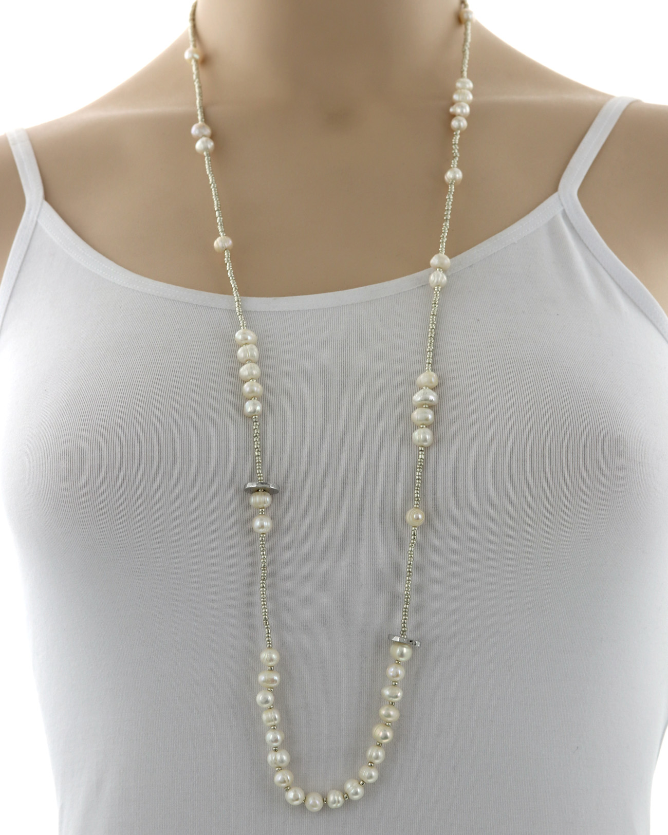 Pearl Seed Beads Long Necklace