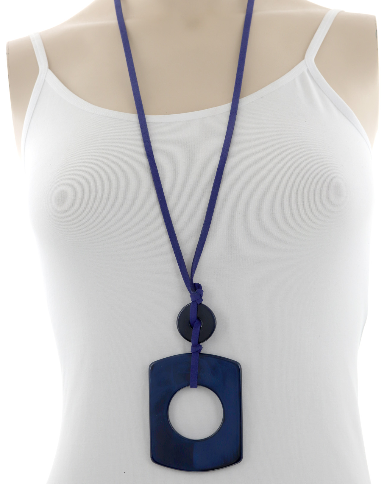 Graduating Cellulose Acetate Leatherette Long Necklace