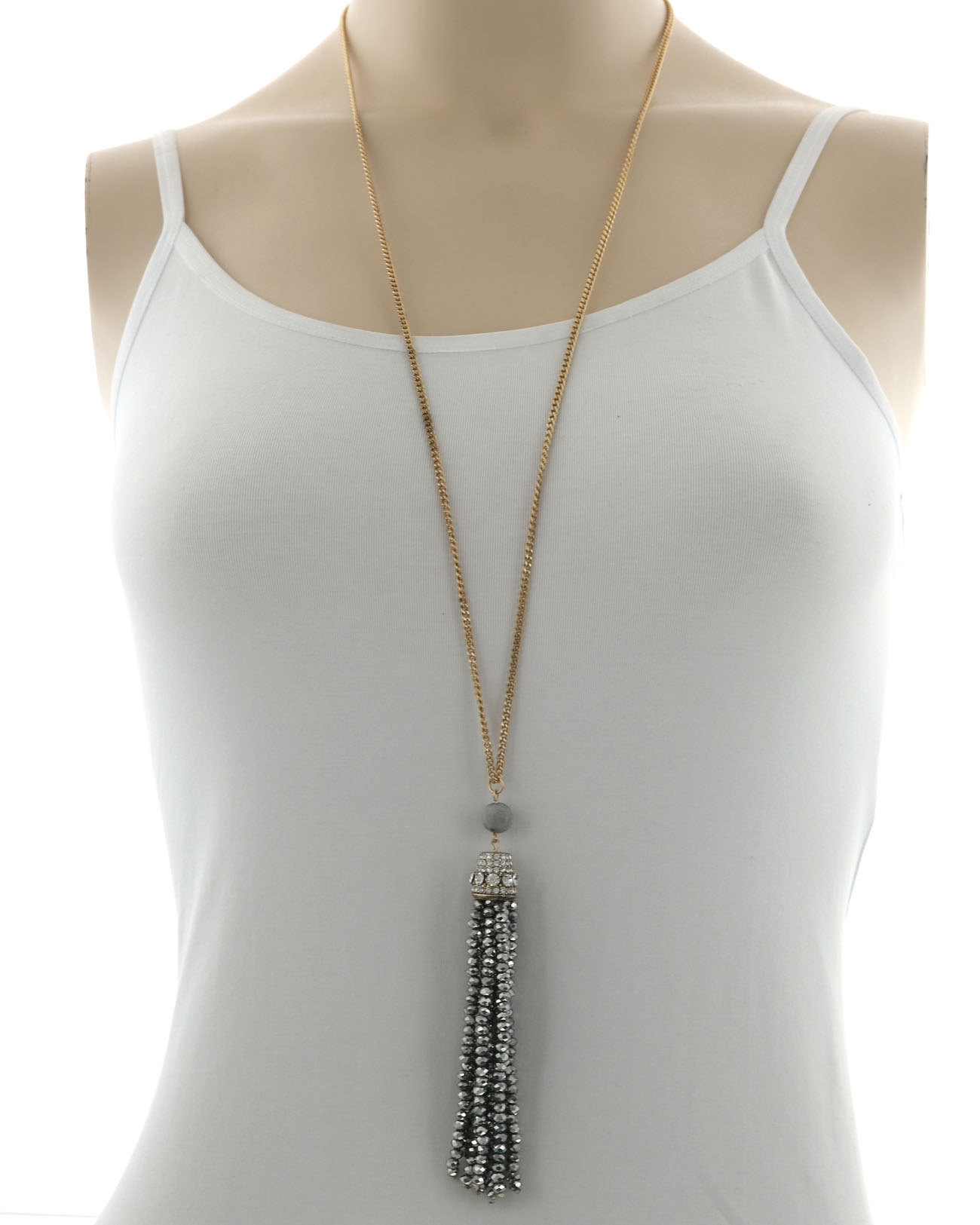 Glass Tassel Long Necklace