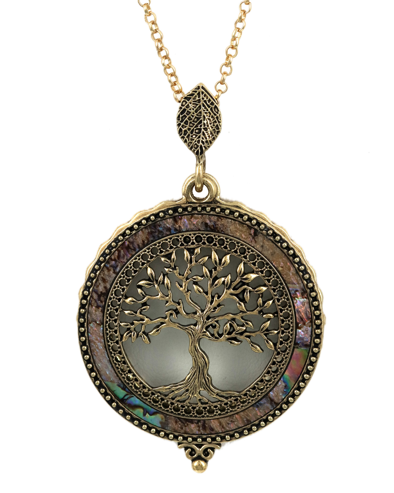 Tree of life Magnifying Glass Metal Pendant Long Necklace