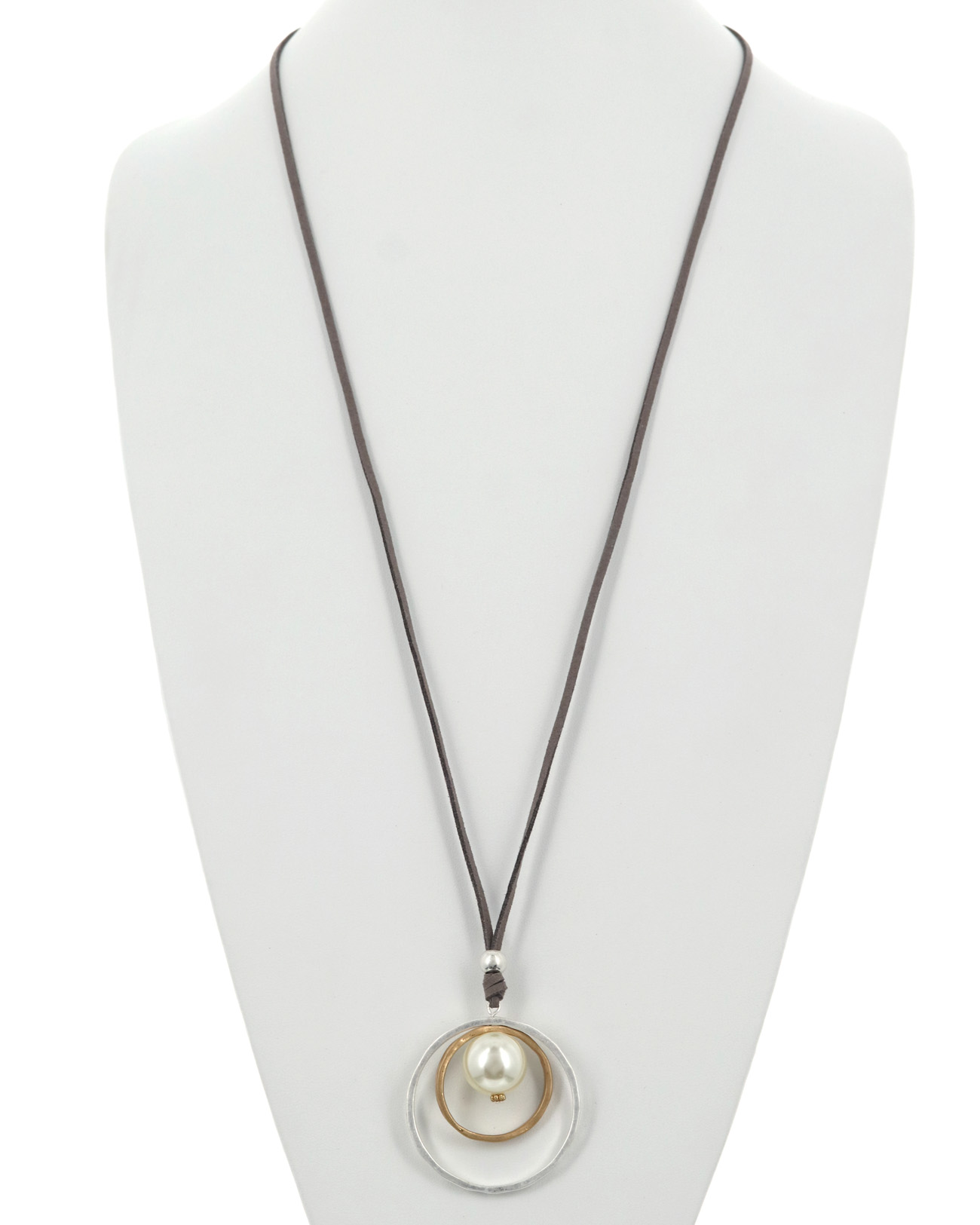 Round Suede Pendant Long Necklace