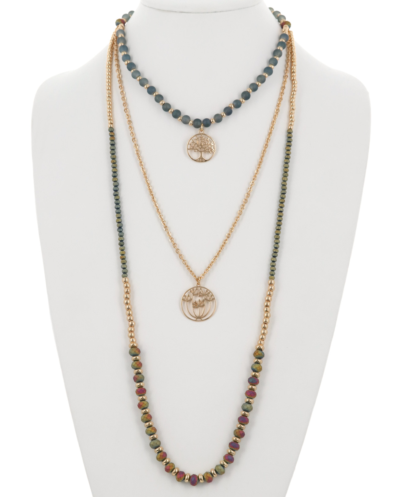 Multi Strand Acrylic Long Necklace
