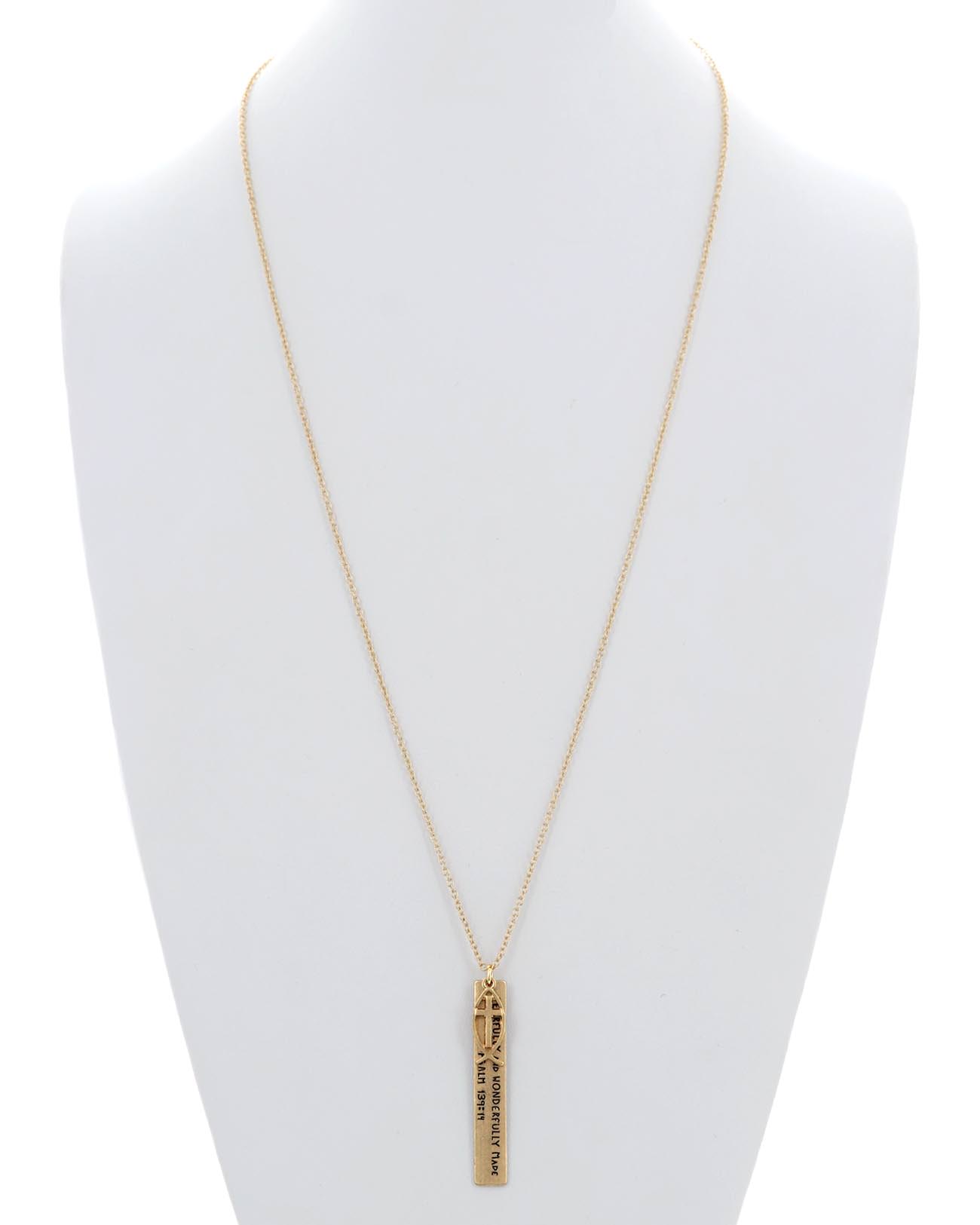 Cross Fish Bar Message Charm Long Necklace