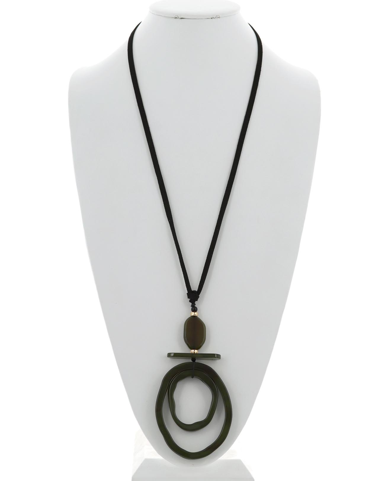 Acrylic Leatherette Pendant Long Necklace