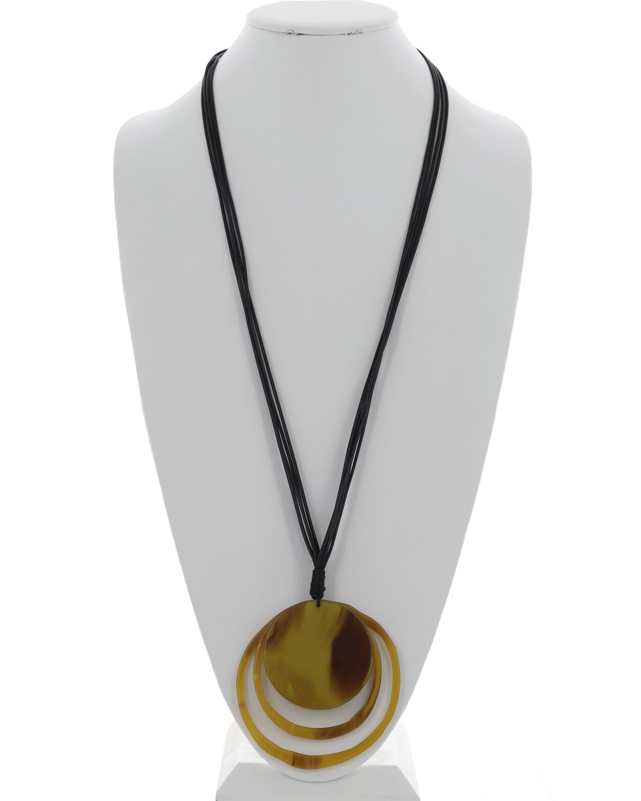 Acrylic Leatherette Pendant Long Necklace