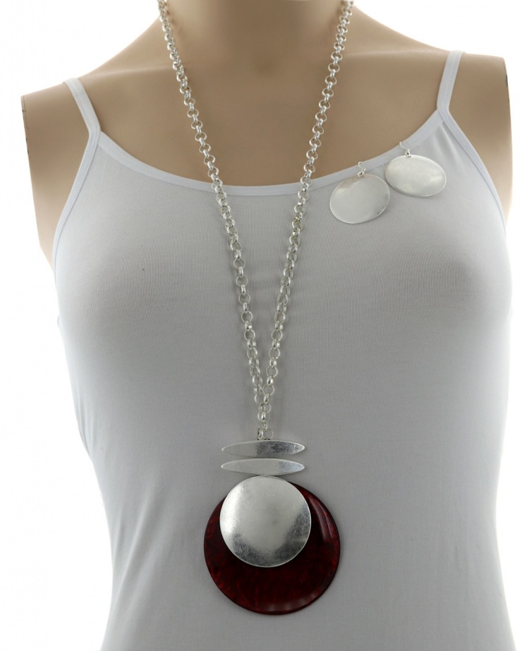 Acrylic Pendant Long Neck & Earring Set