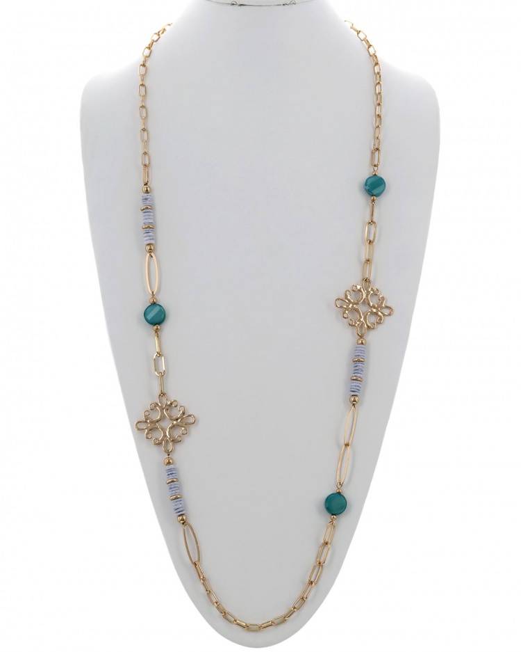 Chain Metal Acrylic Long Necklace